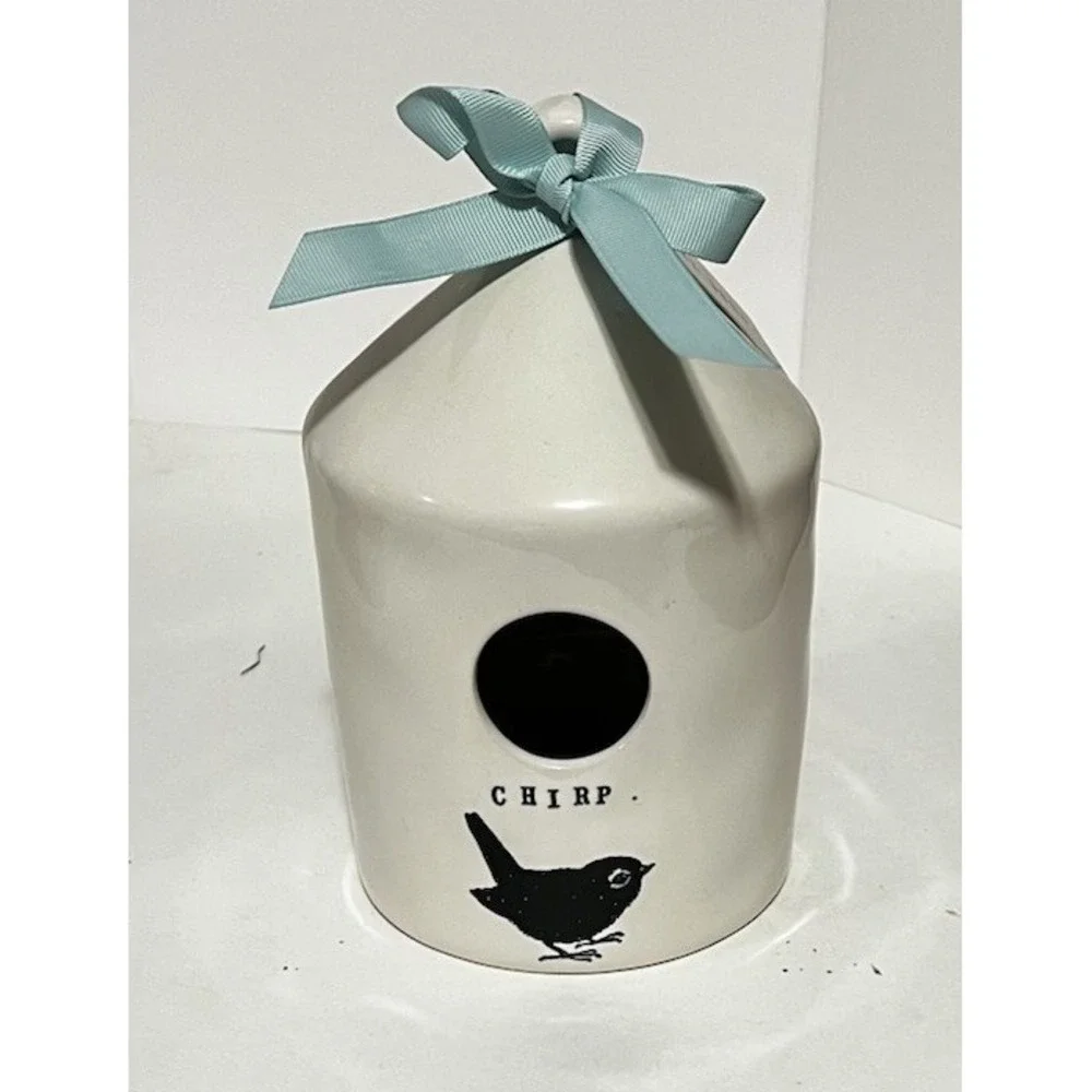 Rae Dunn CHIRP Round BirdHouse Double Sided Birds Branch